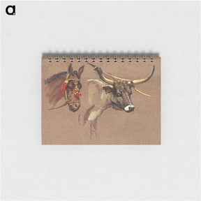 アートメモ帳-Head of a Mule with a Bridle, Head of a Buffalo or Ox - サミュエル コールマン Memo.