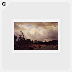 アートポストカード-Thunderstorm in the Rocky Mountains - アルバート ビアスタット Postcard.