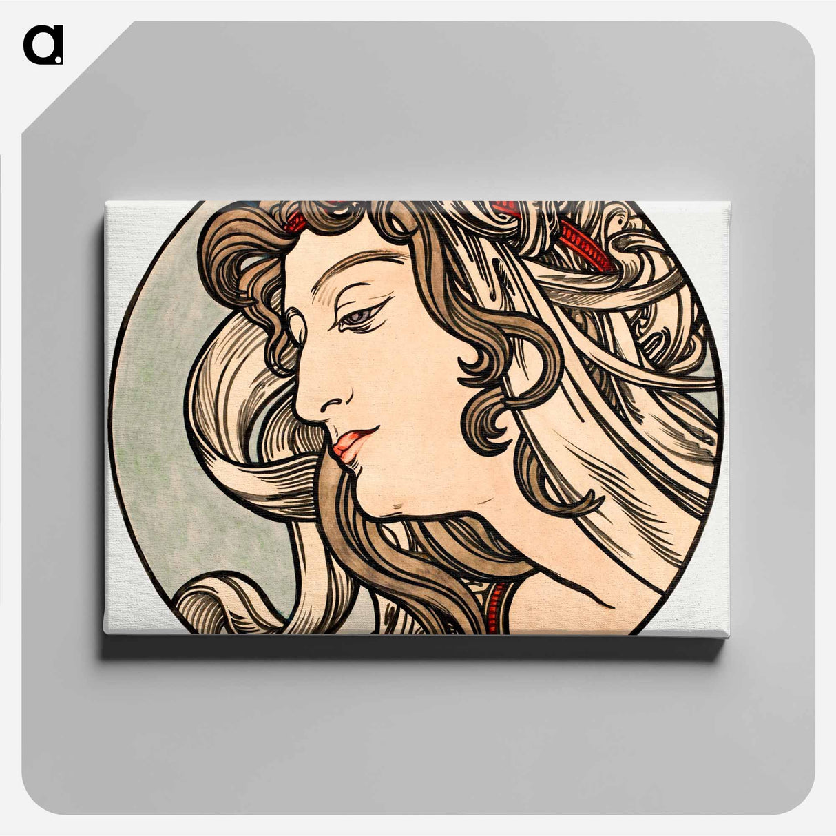 アートパネル-Stained glass window for the facade of the Fouquet boutique - アルフォンス ミュシャ Canvas.