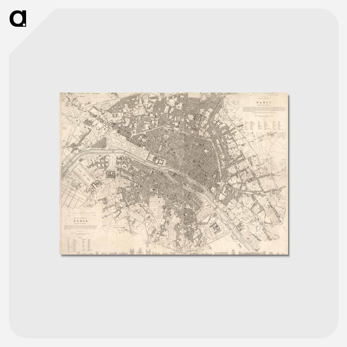 アートポストカード-Eastern division of Paris: containing the Quartiers - アンティーク地図 Postcard.
