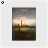 アートポストカード-City at Moonrise - カスパー ダーヴィト フリードリヒ Postcard.