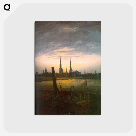 アートポストカード-City at Moonrise - カスパー ダーヴィト フリードリヒ Postcard.