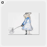 アートポストカード-Girl Pulling Wagon - チャールズ デムス Postcard.
