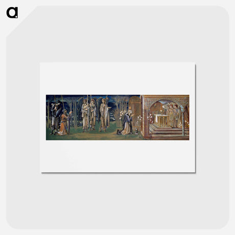 アートポストカード-Quest for the Holy Grail - Study for The Attainment - エドワード バーン ジョーンズ Postcard.