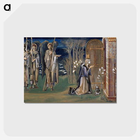 アートポストカード-Quest for the Holy Grail - Study for The Attainment - エドワード バーン ジョーンズ Postcard.