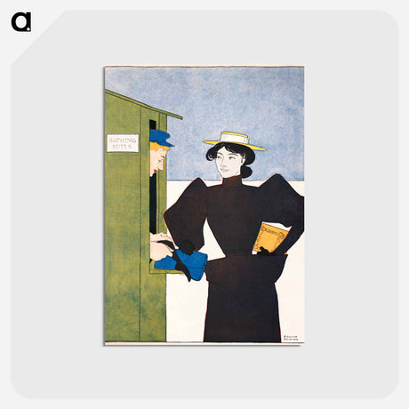 アートポストカード-Woman picking up bathing suits - エドワード ペンフィールド Postcard.