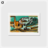 アートポストカード-River Landscape with Crane and Barges - エルンスト ルートヴィヒ キルヒナー Postcard.