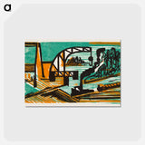 アートポストカード-River Landscape with Crane and Barges - エルンスト ルートヴィヒ キルヒナー Postcard.