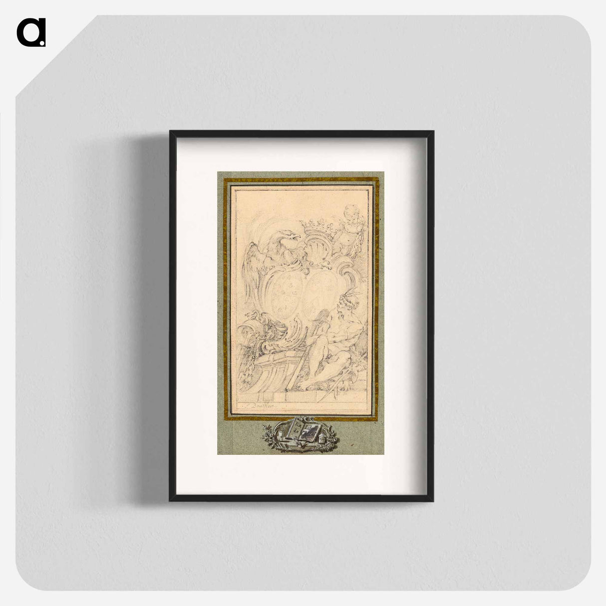 Armorial Bookplate for Crozat, Baron de Thiers - フランソワ ブーシェ Poster.