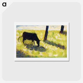アートポストカード-Black Cow in a Meadow - ジョルジュ スーラ Postcard.