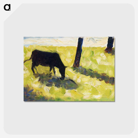 アートポストカード-Black Cow in a Meadow - ジョルジュ スーラ Postcard.
