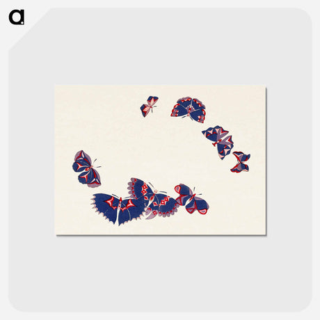 アートポストカード-Vintage butterfly - 神坂 雪佳 Postcard.