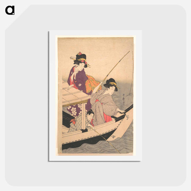 アートポストカード-Fishing - 喜多川 歌麿 Postcard.