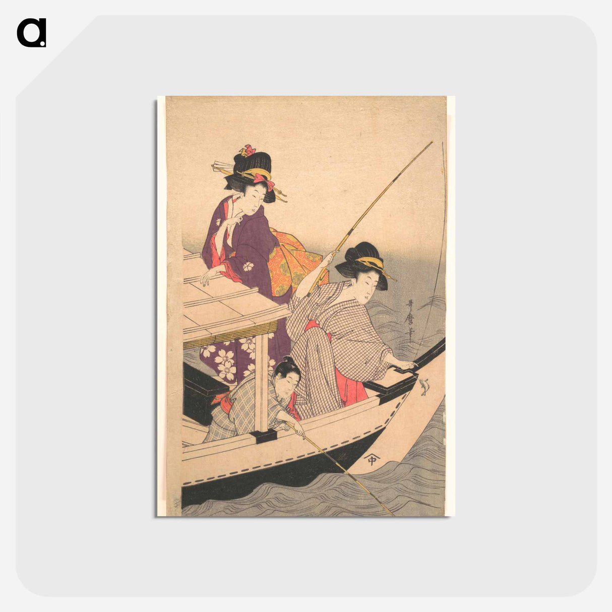 アートポストカード-Fishing - 喜多川 歌麿 Postcard.