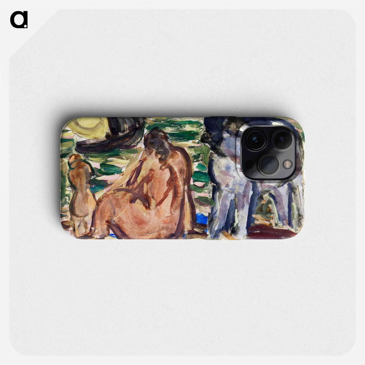 Twee naakte figuren en een paard aan de zee - レオ ゲステル Phone Case.