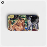 Twee naakte figuren en een paard aan de zee - レオ ゲステル Phone Case.
