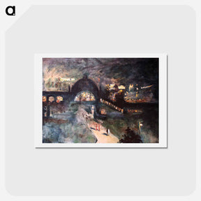 アートポストカード-Train station Nollendorfplatz at night - レッサー ユリィ Postcard.