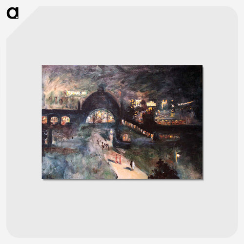 夜のノレンドルフ広場駅 - レッサー ユリィ Postcard.