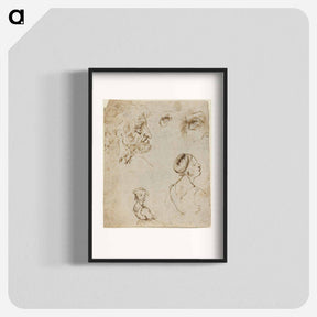 アートポスター-Leonardo da Vinci's Sheet of Studies - レオナルド ダ ヴィンチ Poster.