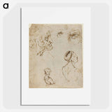 Leonardo da Vinci's Sheet of Studies - レオナルド ダ ヴィンチ Poster.