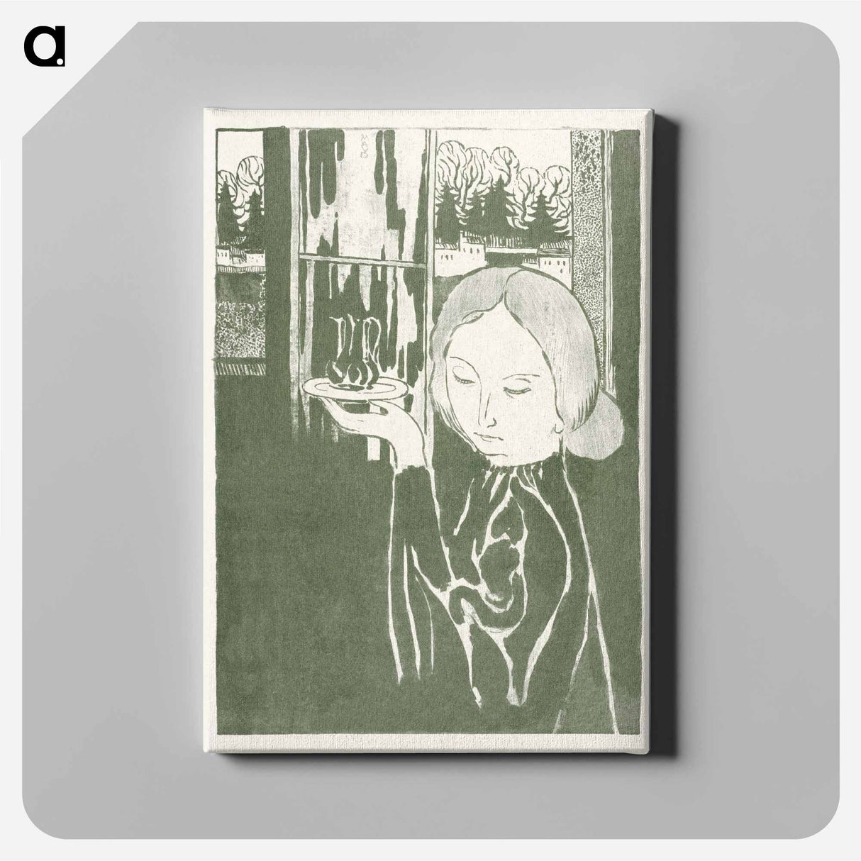 アートパネル-Woman with water jug on tray - モーリス ドニ Canvas.