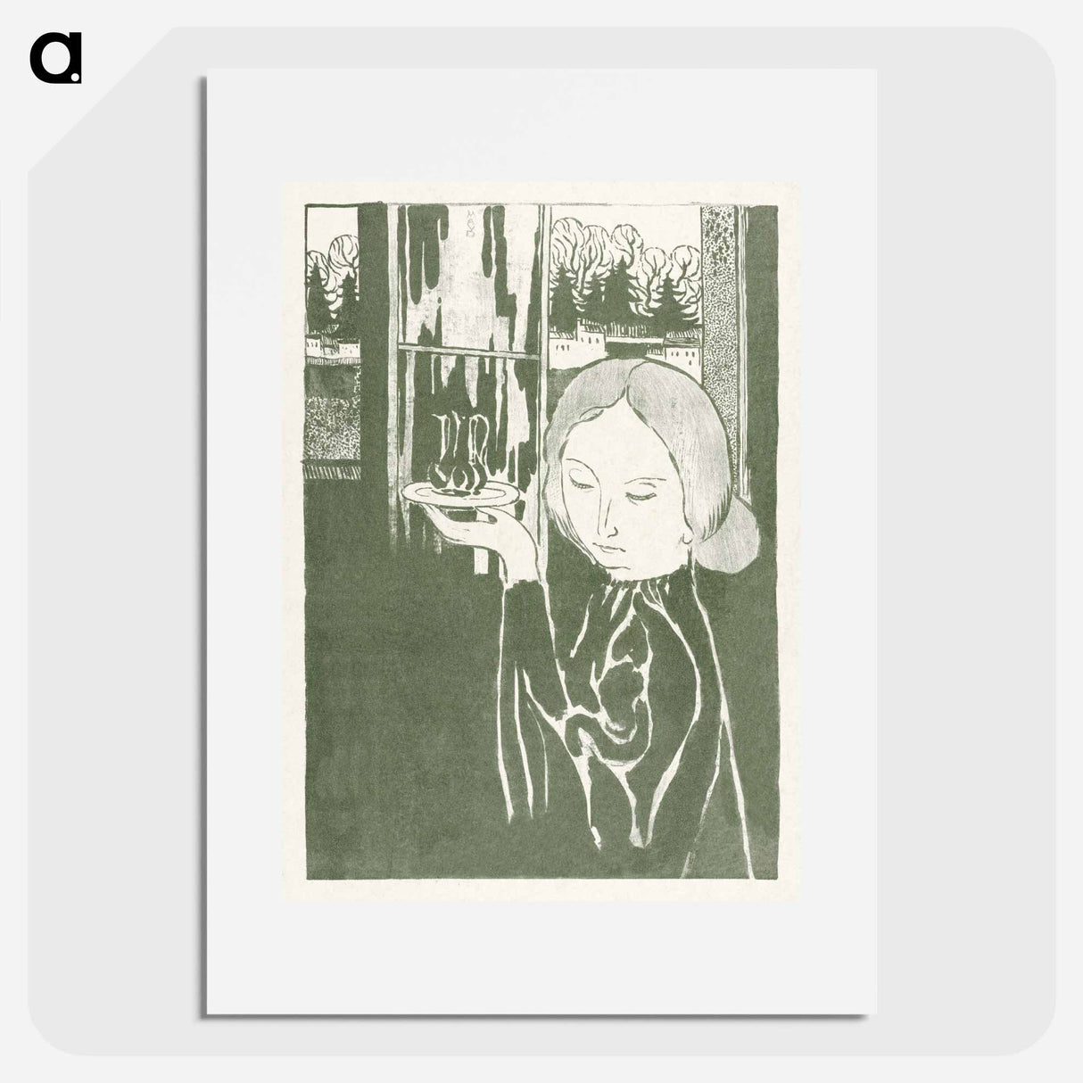 Woman with water jug on tray - モーリス ドニ Poster.