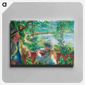 アートパネル-Near the Lake - ピエール オーギュスト ルノワール Canvas.