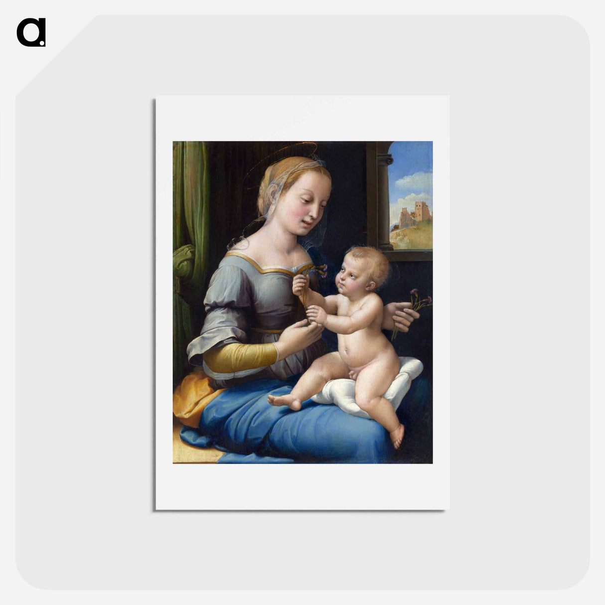 The Madonna of the Pinks - ラファエロ サンティ Postcard.