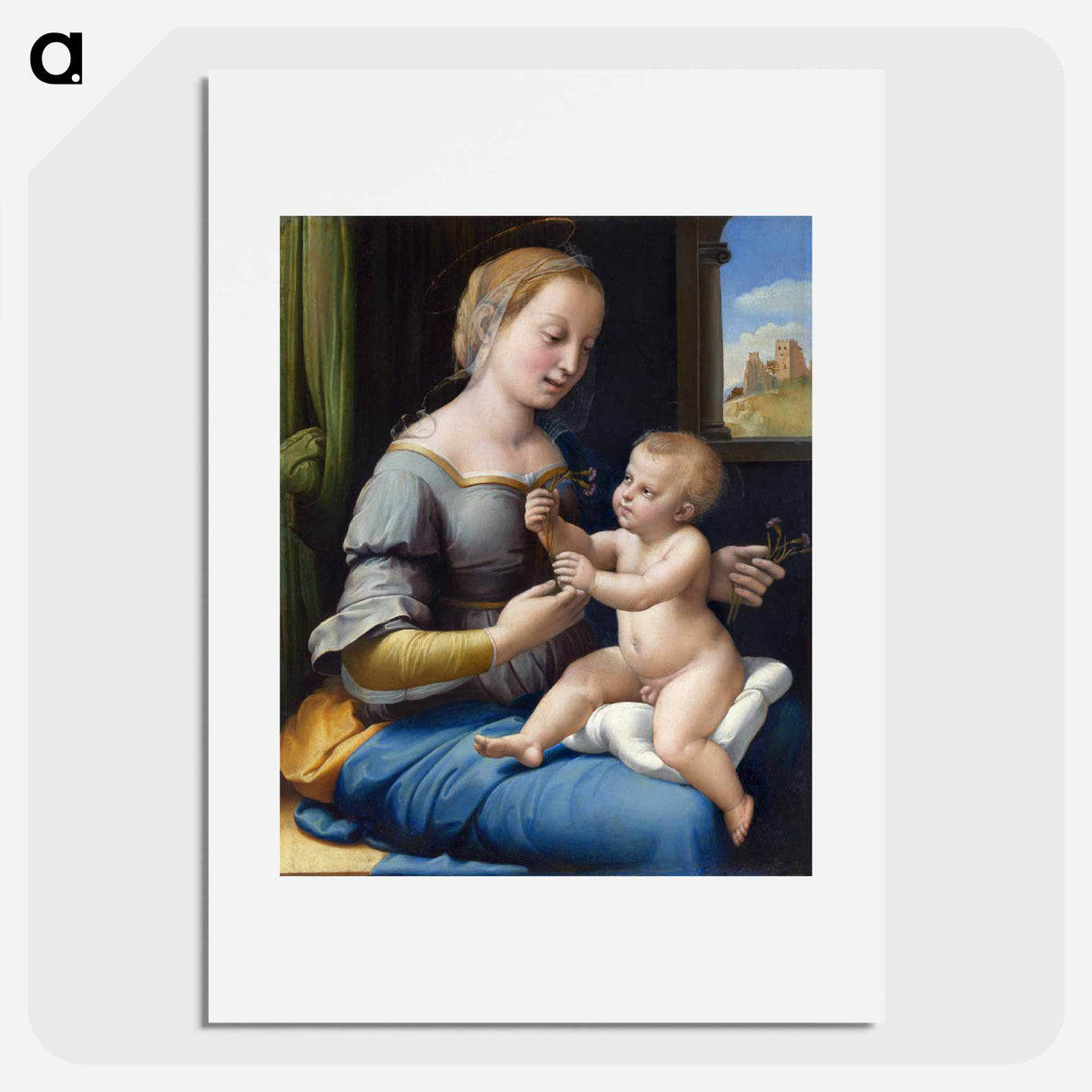 The Madonna of the Pinks - ラファエロ サンティ Poster.