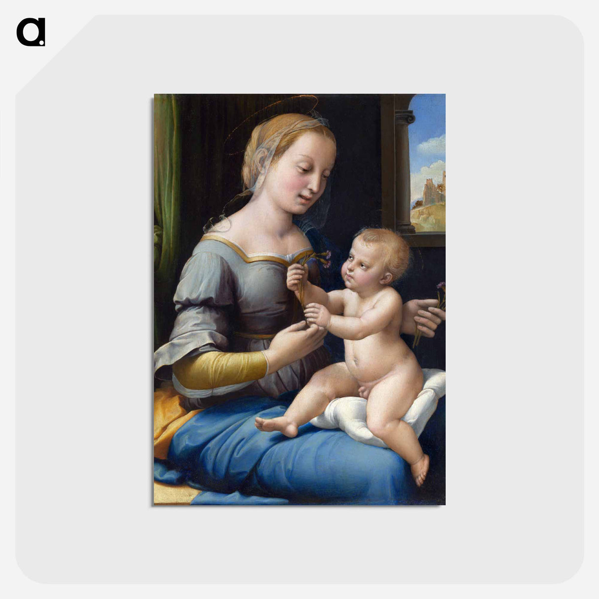 The Madonna of the Pinks - ラファエロ サンティ Postcard.