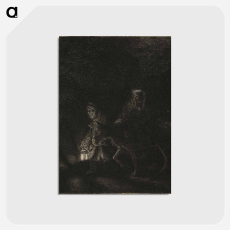 アートポストカード-The Flight into Egypt - レンブラント ファン レイン Postcard.