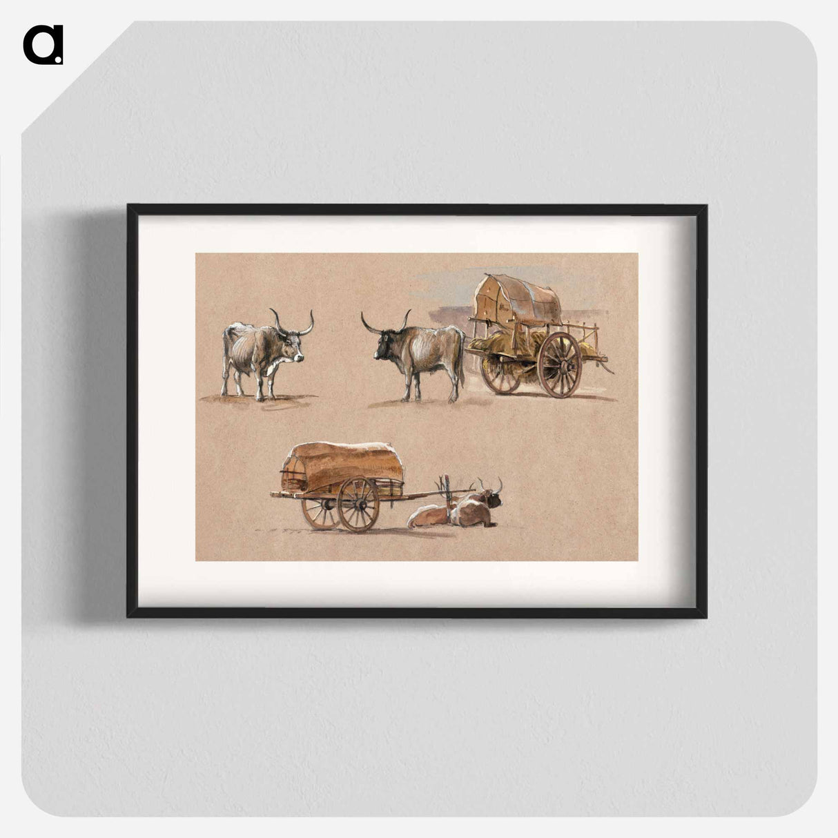 Oxcarts, Italy - Samuel Coleman Poster.