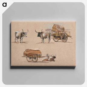 アートパネル-Oxcarts, Italy - サミュエル コールマン Canvas.