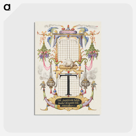 アートポストカード-Guide for Constructing the Letter T from Mira Calligraphiae Monumenta
 - 書道のお手本 Postcard.