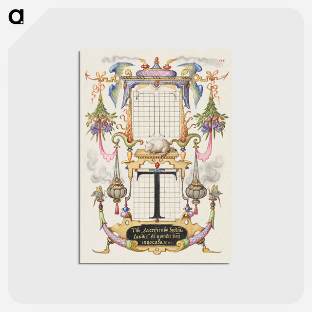 アートポストカード-Guide for Constructing the Letter T from Mira Calligraphiae Monumenta
 - 書道のお手本 Postcard.