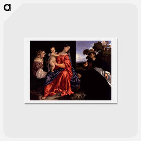 アートポストカード-Madonna and Child with Sts Catherine and Dominic and a Donor - ティツィアーノ ヴェチェッリオ Postcard.