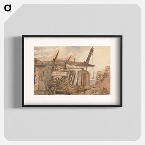 アートポスター-The Building of Waterloo Bridge - ウィリアム ヘンリー ハント Poster.