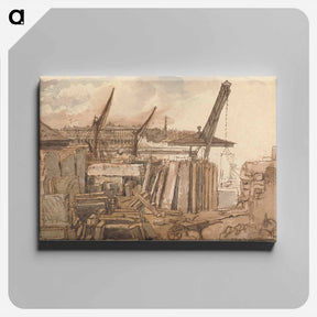 アートパネル-The Building of Waterloo Bridge - ウィリアム ヘンリー ハント Canvas.