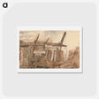 アートポストカード-The Building of Waterloo Bridge - ウィリアム ヘンリー ハント Postcard.