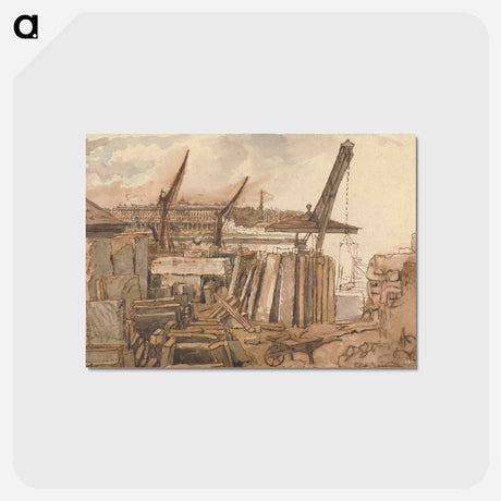 アートポストカード-The Building of Waterloo Bridge - ウィリアム ヘンリー ハント Postcard.