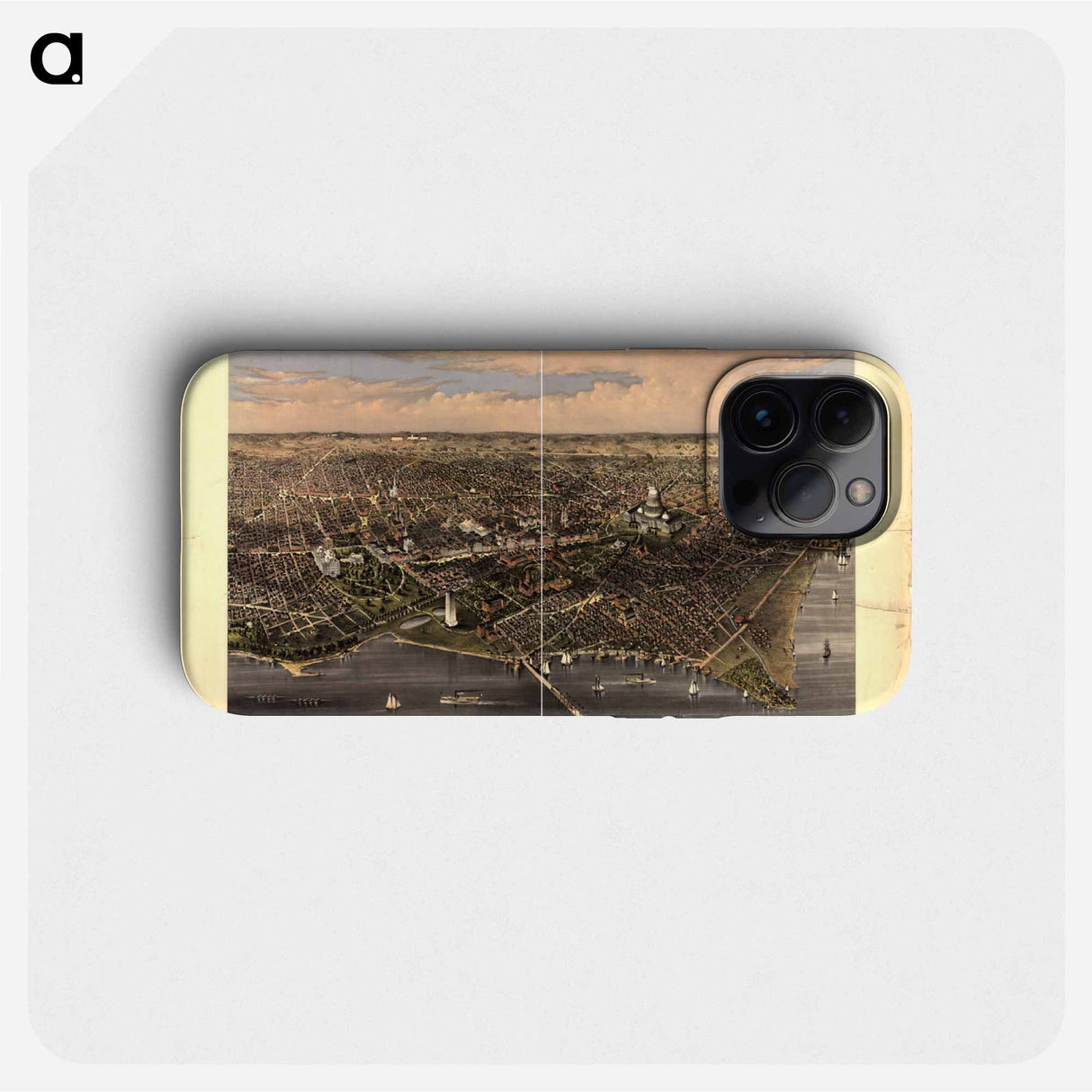 The City of Washington birds-eye view from the Potomac-looking north - アンティーク地図 Phone Case.