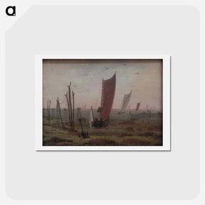 アートポストカード-Ships sailing off in the morning - カスパー ダーヴィト フリードリヒ Postcard.