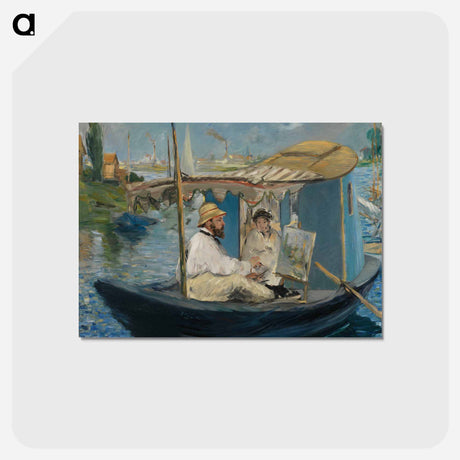 アートポストカード-Claude Monet Painting in his Studio - エドゥアール マネ Postcard.