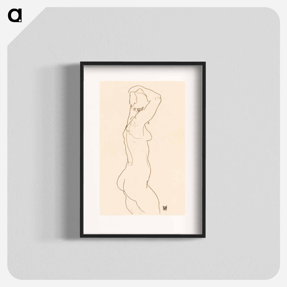 Standing Nude, Facing Right - エゴン シーレ Poster.