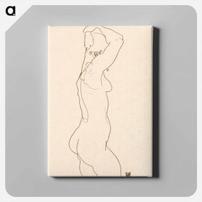 アートパネル-Standing Nude, Facing Right - エゴン シーレ Canvas.