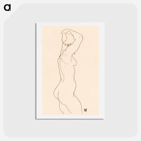 アートポストカード-Standing Nude, Facing Right - エゴン シーレ Postcard.