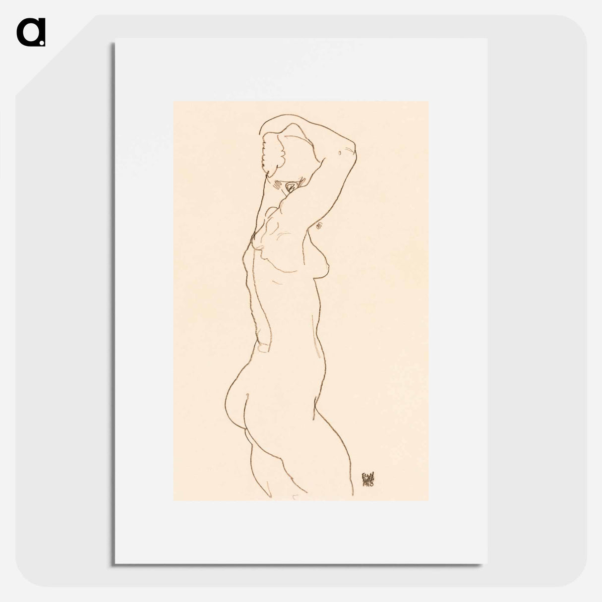 Standing Nude, Facing Right - Egon Schiele Poster.