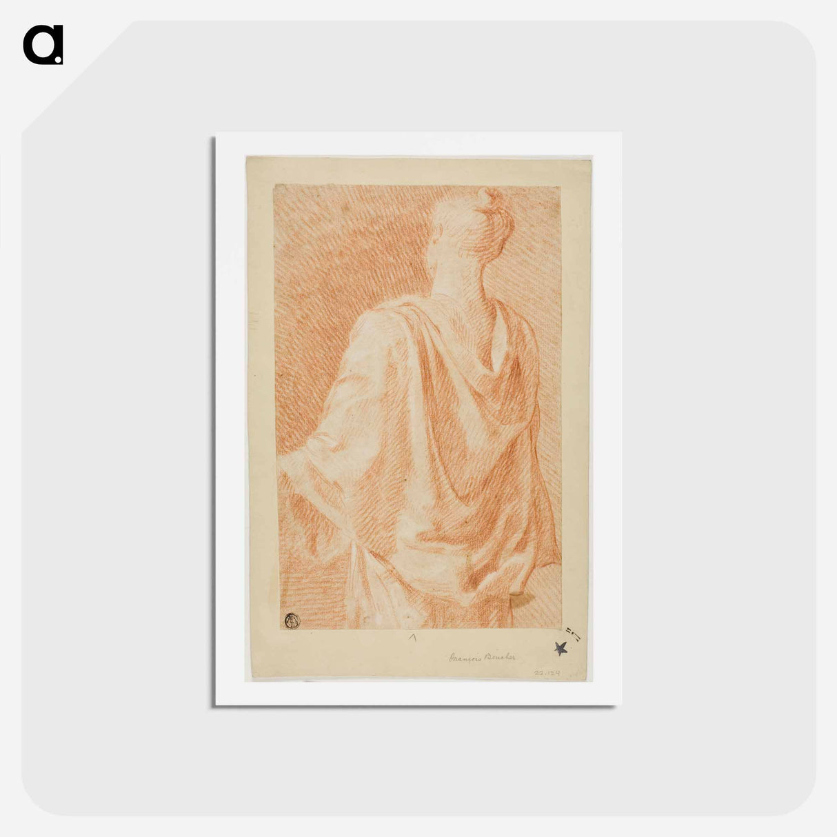 アートポストカード-Draped Woman, Seen From Back - フランソワ ブーシェ Postcard.