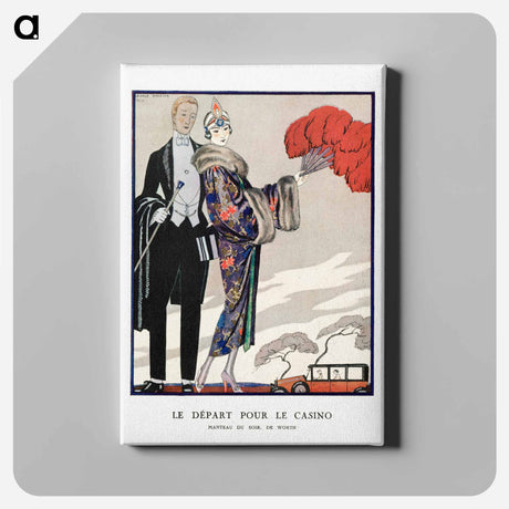 アートパネル-Le départ pour le casino, Manteau du soir, de Worth - ジョージ バービエ Canvas.