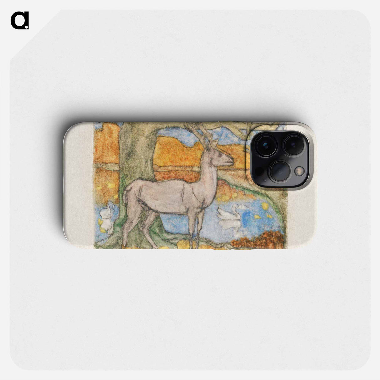 Deer near a Tree in Front of a Pond - Jan Toorop Phone Case.